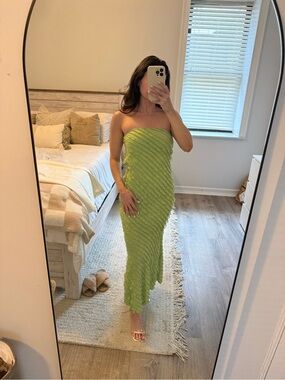 Lulus Faelyn Light Green Strapless Ruffled Midi Dress